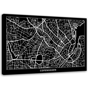 OBRAZ NA PŁÓTNIE Kopenhaga Plan Miasta 90x60
