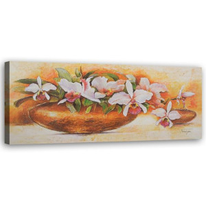 OBRAZ NA PŁÓTNIE Kwiaty w Wazonie Orange 120x40