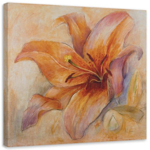 OBRAZ NA PŁÓTNIE Lilia Wodna Kwiaty Orange 30x30