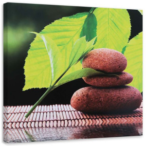 OBRAZ NA PŁÓTNIE Zen Kamienie Liście Spa 40x40