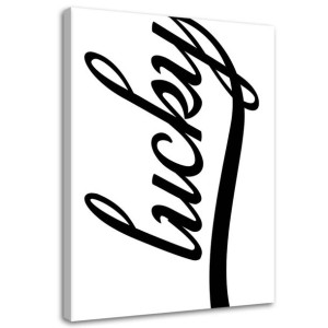 OBRAZ NA PŁÓTNIE Napis Lucky Typografia 70x100