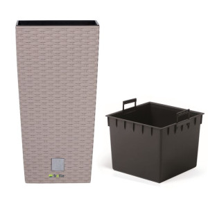 Doniczka wysoka wkład rattan 26,5x26,5x50 cm mocca