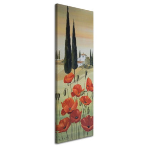 OBRAZ NA PŁÓTNIE Toskania Polne Maki Kwiaty 50x150