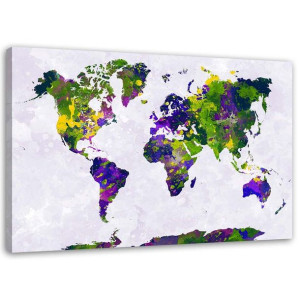 OBRAZ NA PŁÓTNIE Malowana Mapa Biuro 120x80