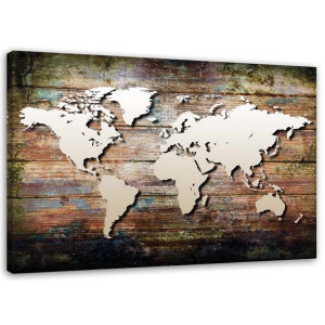 OBRAZ NA PŁÓTNIE Mapa Deski Vintage Retro 60x40