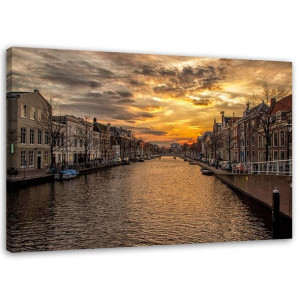 OBRAZ NA PŁÓTNIE Amsterdam rzeka miasto 100x70