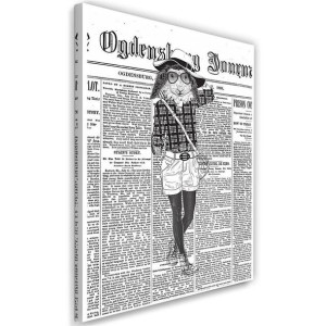 OBRAZ NA PŁÓTNIE Gazeta Retro Królik 70x100