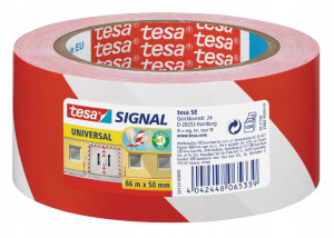Taśma ostrzegawcza tesa biało czerwona 66m x 50mm