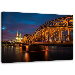 OBRAZ NA PŁÓTNIE Kolonia Katedra most noc 120x80