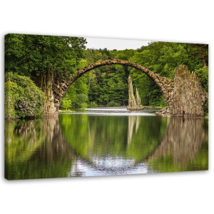 OBRAZ NA PŁÓTNIE Most Jezioro Las Natura 120x80