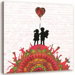 OBRAZ NA PŁÓTNIE Banksy Street art Serce 60x60