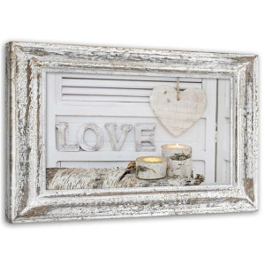 OBRAZ NA PŁÓTNIE Love Serce Brzoza Vintage 120x80