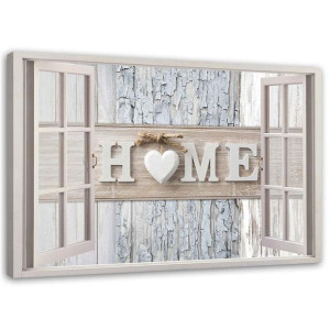 OBRAZ NA PŁÓTNIE Widok z Okna Napis Home 60x40