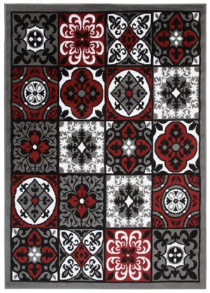 Dywan nowoczesny E545A DARK GRAY/RED BALI PP 1.40x2.00