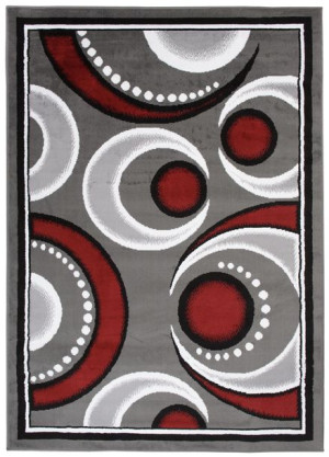 Dywan nowoczesny E546A DARK GRAY/RED BALI PP 1.40x2.00