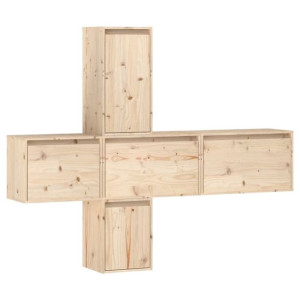 Szafki pod TV, 5 szt., lite drewno sosnowe