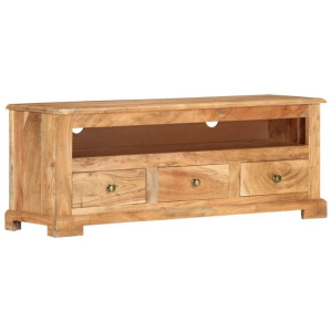 Szafka pod TV z litego drewna akacjowego, 110x30x40 cm, brązowa