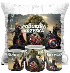 Zestaw Poduszka + Kubek Marvel Avengers Twoje Imię