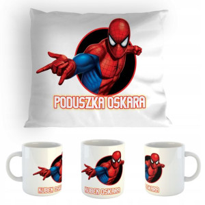 Zestaw Poduszka + Kubek Spiderman + Imię Prezent