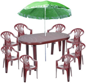 Mocny Bordo Zestaw 8+1 + Parasol Duży Stół Krzesła