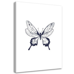 OBRAZ NA PŁÓTNIE Motyl Malowany Czarno Biały 60x90
