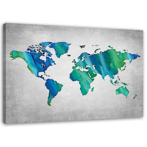 OBRAZ NA PŁÓTNIE Mapa Świata Szary 60x40