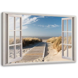 OBRAZ NA PŁÓTNIE Okno Widok na Plażę 120x80