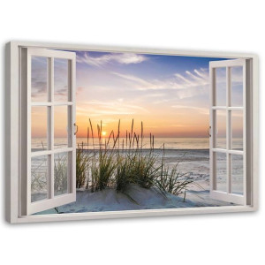OBRAZ NA PŁÓTNIE Widok z okna na Plażę 60x40