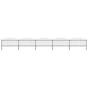 Panele ogrodzeniowe z grotami, stal, (0,5-0,75) x 8,5 m, czarne