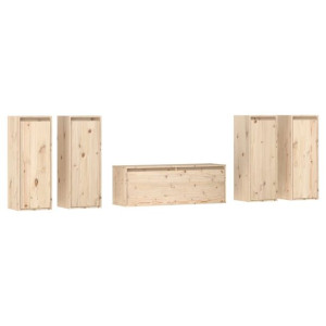 Szafki pod TV, 5 szt., lite drewno sosnowe