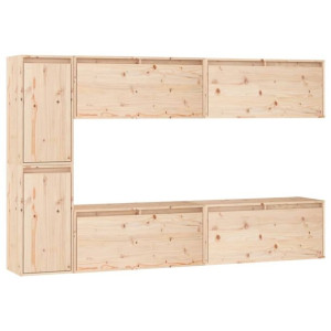 Szafki pod TV, 6 szt., lite drewno sosnowe