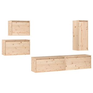 Szafki pod TV, 5 szt., lite drewno sosnowe