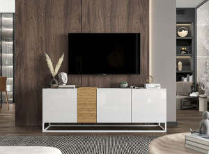 Szafka RTV Loft komoda RTV Loft Biały wysoki połysk 160 cm