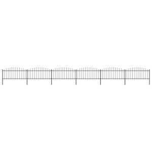 Panele ogrodzeniowe z grotami, stal, (0,5-0,75)x10,2 m, czarne