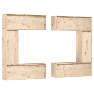 Szafki pod TV, 6 szt., lite drewno sosnowe