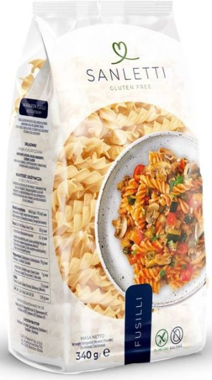 Makaron fusilli Bezglutenowy - świderki kukurydziany Bez Jaj 340 g - Sanlet