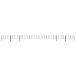 Panele ogrodzeniowe z grotami, stal, (0,5-0,75)x13,6 m, czarne