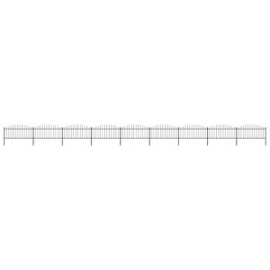 Panele ogrodzeniowe z grotami, stal, (0,5-0,75) x 15,3 m, czarne