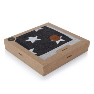 CEBA 812-000-692 Kocyk dzianinowy 90x90 w opakowaniu prezentowym Grey Stars