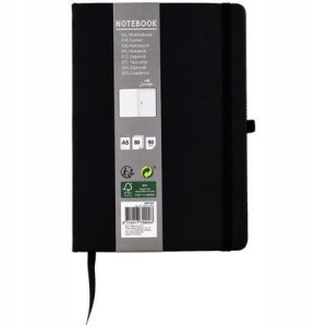 NOTEBOOK Notatnik A5 czarny z gumką 80 str.