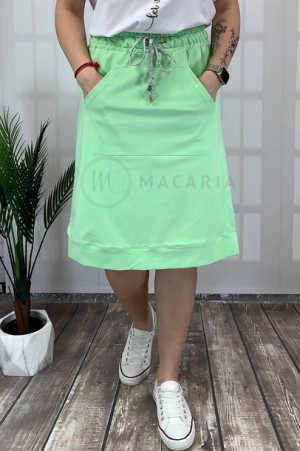 Spódnica Dresowa ze Ściągaczem w Talii PLUS SIZE MIA Miętowa 46/3XL