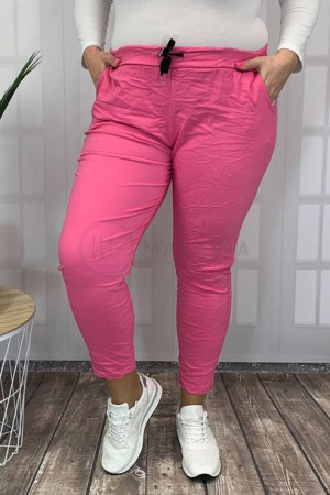 Spodnie Gnieciuchy Boyfriend Różowe Plus Size Made in Italy UNI
