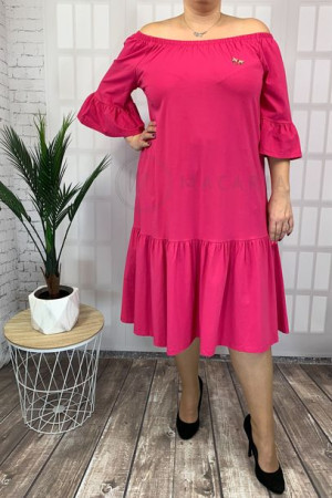 Sukienka Bawełniana Rozkloszowana Hiszpanka Plus Size PINKO Różowa 54/56