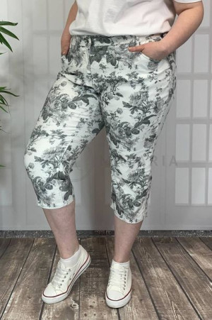 Spodenki Dżinsowe Plus Size Szorty w Kwiatki BONITA 52/6XL