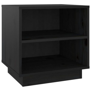 Szafka nocna, czarna, 40x34x40 cm, lite drewno sosnowe