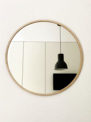 Lustro Okrągłe w Ramie Sklejka/Drewno 70 cm