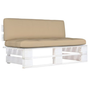 Ogrodowa sofa środkowa z palet, biała, drewno sosn