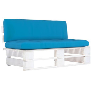 Ogrodowa sofa środkowa z palet, biała, drewno sosn