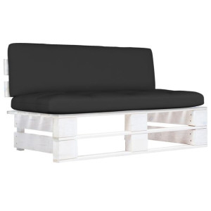 Ogrodowa sofa środkowa z palet, biała, drewno sosn
