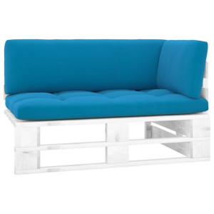 Ogrodowa sofa narożna z palet, biała, drewno sosno